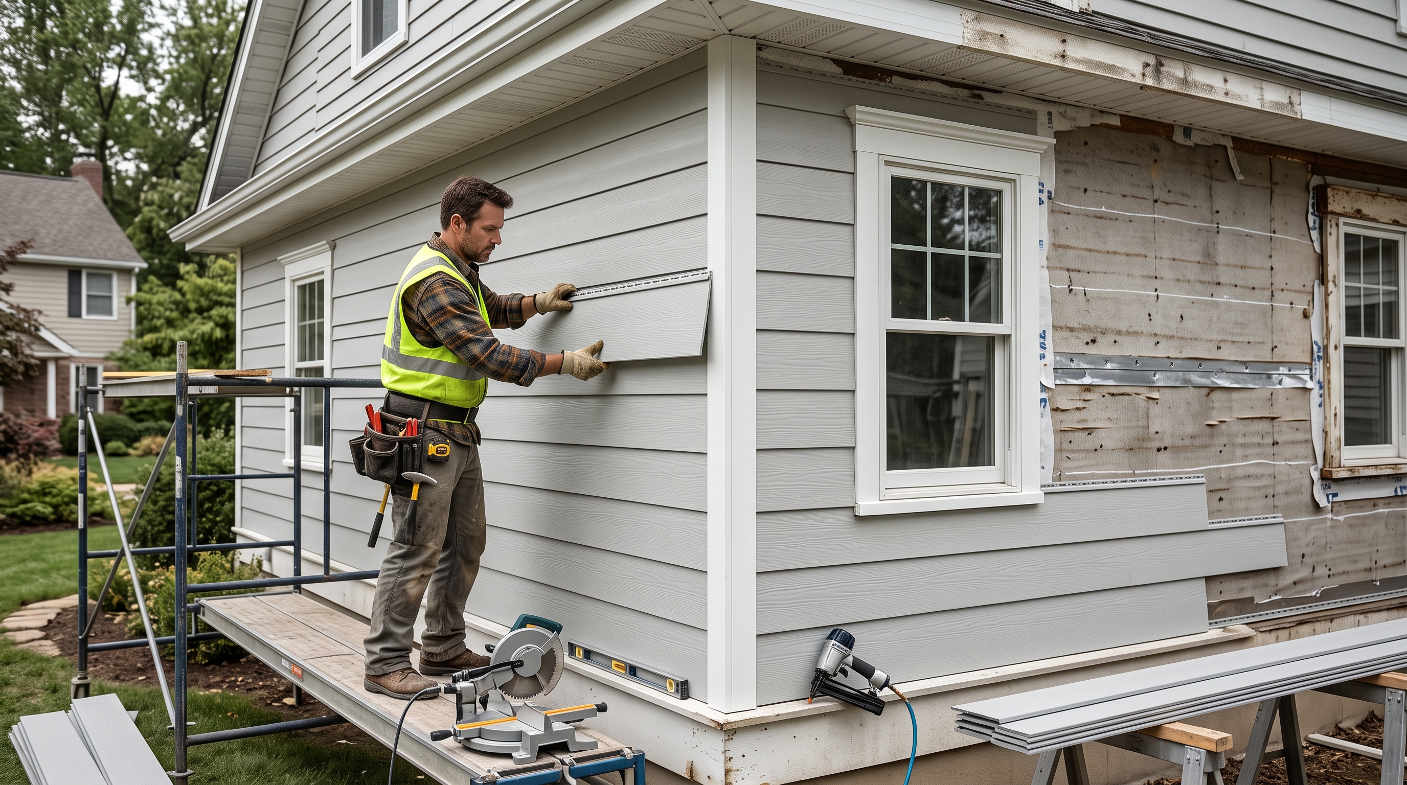 Exterior siding specialist installing weather-tight horizontal lap panels in Loveland, CO